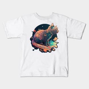 Space Cat Painting Kids T-Shirt